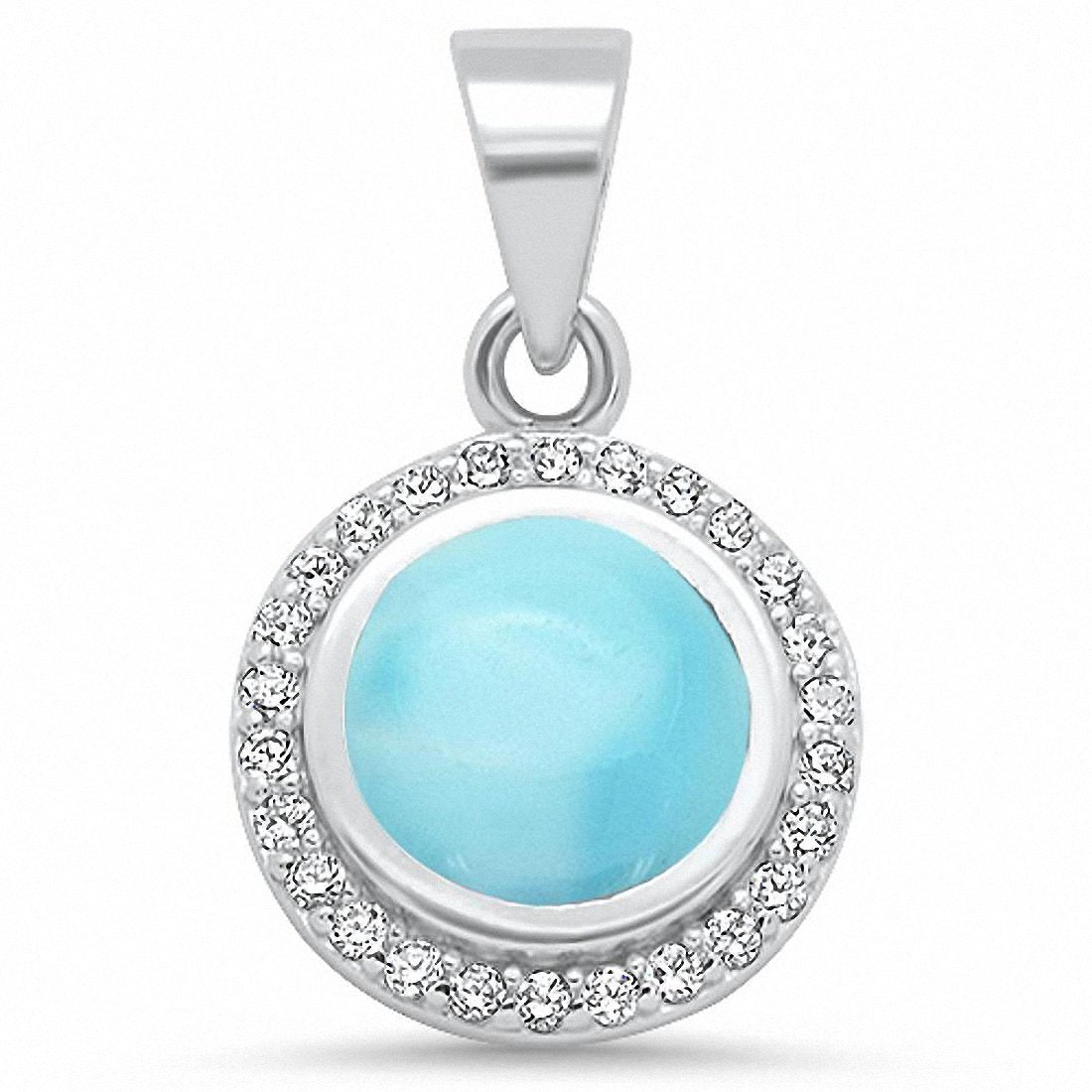 Halo Round Pendant Bezel Lab Created Opal 925 Sterling Silver