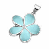 Plumeria Flower Pendant Charm Lab Created Opal Solid 925 Sterling Silver