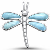 Dragonfly Pendant Lab Created Opal 925 Sterling Silver