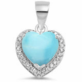 Halo Heart Pendant Charm Round Cubic Zirconia 925 Sterling Silver Choose Color