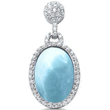 Halo Oval Pendant Created White Opal Round Simulated Cubic Zirconia Accent 925 Sterling Silver