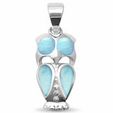 Owl Pendant Created White Opal 925 Sterling Silver Choose Color