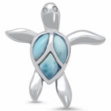 Larimar Turtle Pendant Lab Created Larimar 925 Sterling Silver