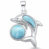 Dolphin Pendant Charm Lab Created Opal 925 Sterling Silver