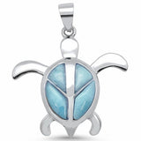 Turtle Pendant Larimar 925 Sterling Silver