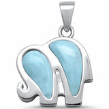Elephant Pendant Charm Solid Lab Created Opal 925 Sterling Silver