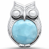 Owl Pendant Charm Lab Created Opal 925 Sterling Silver
