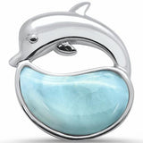 Dolphin Pendant Charm Solid Created Opal 925 Sterling Silver Choose Color