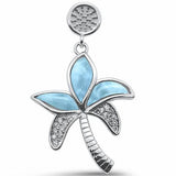 Pendant Charm Palm Tree Round Cubic Zirconia 925 Sterling Silver