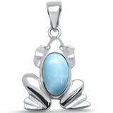 Frog Pendant Lab Created Larimar Solid 925 Sterling Silver