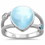 Pear Teardrop Ring Round Simulated Stone 925 Sterling Silver Choose Color
