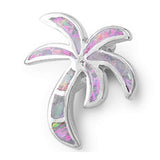 Palm Tree Pendant Charm Lab Created Opal 925 Sterling Silver Choose Color