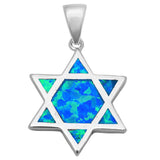 Star of David Jewish Star Pendant Charm Lab Created Opal 925 Sterling Silver Choose Color - Blue Apple Jewelry