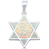 Star of David Jewish Star Pendant Charm Lab Created Opal 925 Sterling Silver