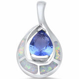 Teardrop Pear Simulated Tanzanite, Lab Created Opal Solid 925 Sterling Silver