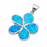 Plumeria Flower Pendant Charm Lab Created Opal Solid 925 Sterling Silver