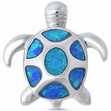 Turtle Pendant Lab Created Opal 925 Sterling Silver