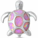 Turtle Pendant Lab Created Opal 925 Sterling Silver