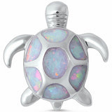 Turtle Pendant Lab Created Opal 925 Sterling Silver
