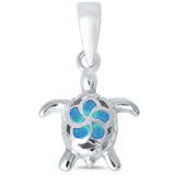 Turtle Pendant Lab Created Opal 925 Sterling Silver