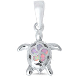 Turtle Pendant Lab Created Fire Opal 925 Sterling Silver Choose Color Turtle Charm - Blue Apple Jewelry