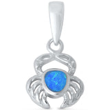 Crab Pendant Lab Created Blue Fire Opal 925 Sterling Silver