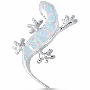 Lizard Pendant Lab Created Opal 925 Sterling Silver Choose Color