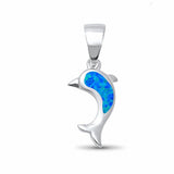 Dolphin Pendant Created Opal 925 Sterling Silver Choose Color