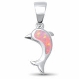 Dolphin Pendant Created Opal 925 Sterling Silver Choose Color