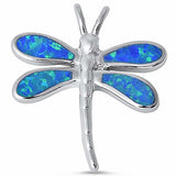 Dragonfly Pendant Lab Created Opal 925 Sterling Silver