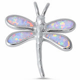 Dragonfly Pendant Lab Created Opal 925 Sterling Silver