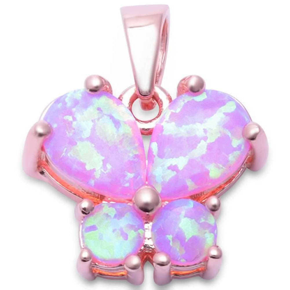 Butterfly Pendant Teardrop Pear Round Created Opal 925 Sterling Silver choose color Butterfly Charm - Blue Apple Jewelry