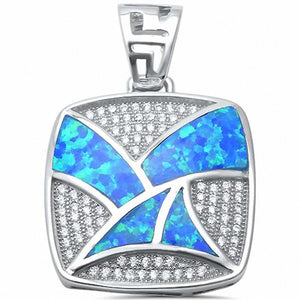 Square Created Opal Pendant 925 Sterling Silver Choose Color