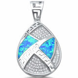 Teardrop Pear Lab Created Opal Pendant 925 Sterling Silver