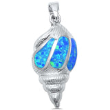 Seashell Pendant Lab Created Blue Opal 925 Sterling Silver Choose Color - Blue Apple Jewelry