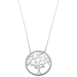 Round Tree of Life Pendant 18" Necklace Rose Yellow Gold Rhodium Plated 925 Sterling Silver Choose Color - Blue Apple Jewelry