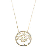 Round Tree of Life Pendant 18" Necklace Rose Yellow Gold Rhodium Plated 925 Sterling Silver Choose Color - Blue Apple Jewelry