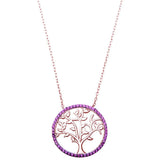 Round Tree of Life Pendant 18" Necklace Rose Yellow Gold Rhodium Plated 925 Sterling Silver Choose Color - Blue Apple Jewelry