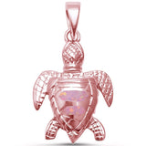 Turtle Pendant Lab Created Opal 925 Sterling Silver (17 mm)