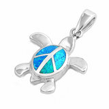 Turtle Pendant Lab Created Opal 925 Sterling Silver