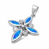 Cross Pendant Created Opal Round Cubic Zirconia 925 Sterling Silver Choose Color