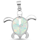 Turtle Pendant Lab Created Opal 925 Sterling Silver