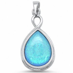 Twisted Solitaire Teardrop Pear Lab Created Opal Solid 925 Sterling Silver