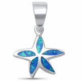 Petite Starfish Pendant Created Opal 925 Sterling Silver Choose Color