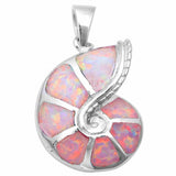 Snail Pendant Lab Created Opal 925 Sterling Silver