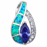 Fashion Pendant Marquise Simulated CZ Lab Created Opal 925 Sterling Silver