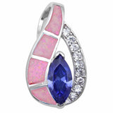 Fashion Pendant Marquise Simulated CZ Lab Created Opal 925 Sterling Silver