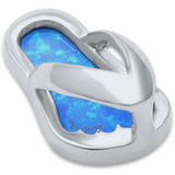 Flip Flop Pendant Created Opal 925 Sterling Silver Choose Color Sandal - Blue Apple Jewelry