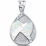 Teardrop Pear Lab Created Opal Pendant 925 Sterling Silver