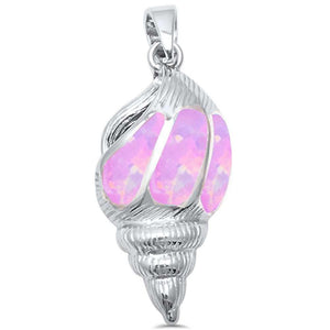 Sea Shell Pendant Lab Created Opal 925 Sterling Silver
